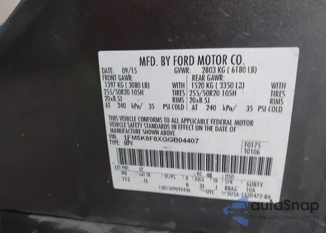 2016 Ford Explorer Limited z USA, uszkodzony, nr VIN 1FM5K8F8XGGB04407